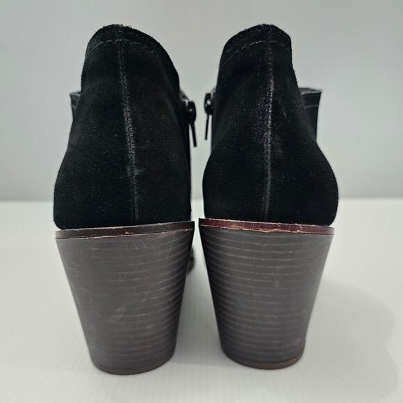 Lucky Brand Macawi Ankle Bootie Womens 9 Black Suede Wedge Square Toe Casual - Picture 7 of 16